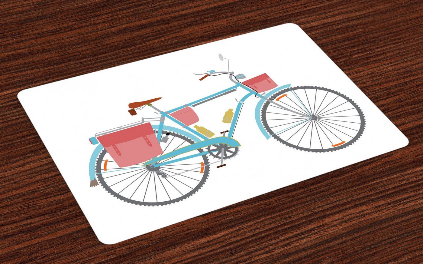 Platzset, Waschbare Stoff Esszimmer Küche Tischdekorations Digitaldruck, Abakuhaus, (4-teilig, 4 Teilig-St., Set aus 4x), Fahrrad Classic Tour Fahrradtaschen von Abakuhaus