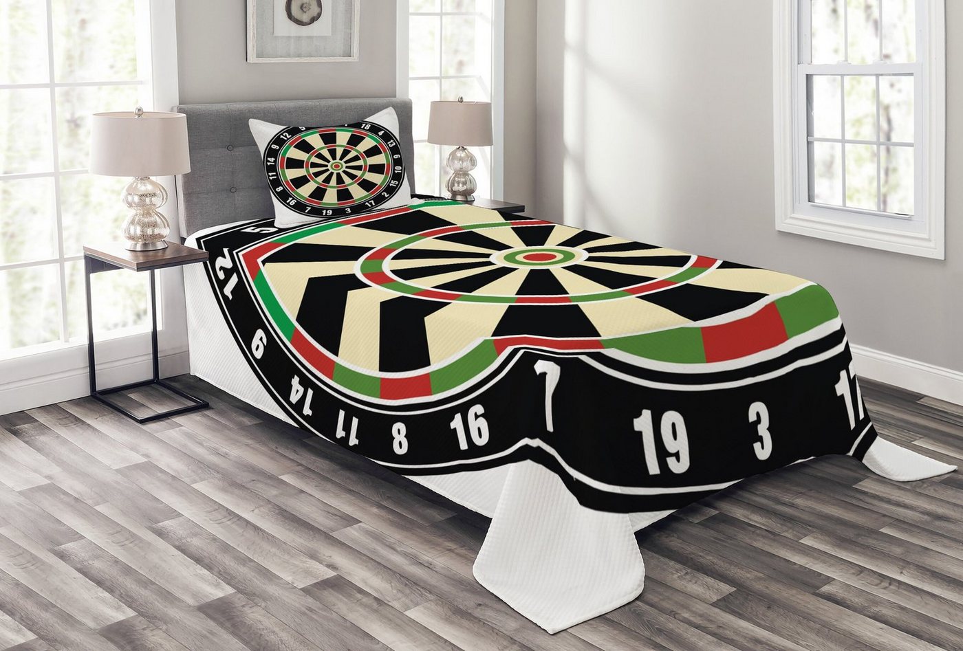 Tagesdecke Set mit Kissenbezügen Waschbar, Abakuhaus, Sport Dart Board Lifestyle von Abakuhaus