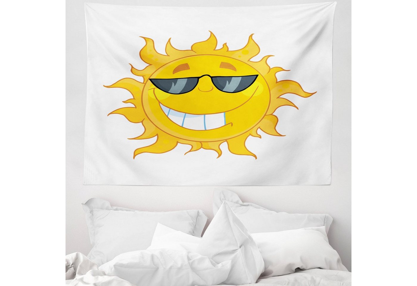 Wandteppich aus Weiches Mikrofaser Stoff Für das Wohn und Schlafzimmer, Abakuhaus, rechteckig, Sonnenbrille Fröhlich Sun Lächeln von Abakuhaus