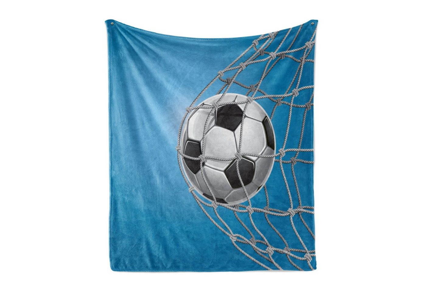 Wohndecke Gemütlicher Plüsch für den Innen- und Außenbereich, Abakuhaus, Fußball Goal Ball im Netz von Abakuhaus