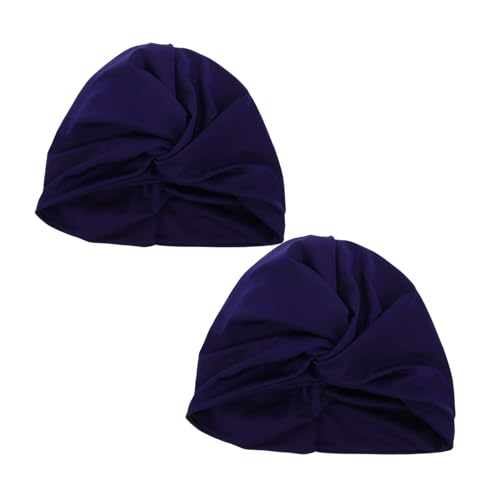 Abaodam Damen Schwimmkappe Turban Stil Elastische Badekappe mit Ohrenschutz rutschfest für und Kurzhaar Schwimmtraining Dunkelblau von Abaodam