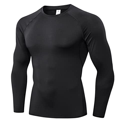Herren Langarm Fitness Compression Shirt Bodybuilding Layer Black-Long L von Abigprofit
