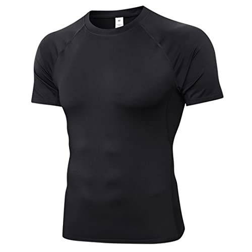 Herren Langarm Fitness Compression Shirt Bodybuilding Layer Black-Short L von Abigprofit