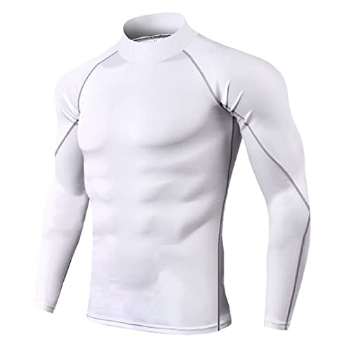 Thermounterwäsche für Herren Stehkragen Thermoshirt Quick Dry Compressed Underwear White XL von Abigprofit