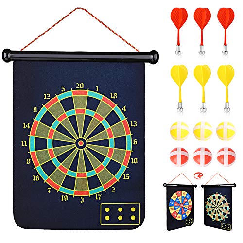 Abree Dartscheibe Magnetisch Dart Wurf Spiel Scheibe Klett Dartscheibe für drinnen und draußen zum Aufhängen mit 6 Bälle und 6 Pfeilen für Sport Freizeit von Abree