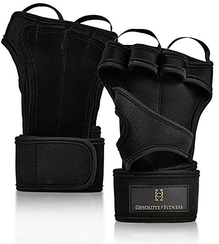 Absolute - Us ®-Fitnesshandschuh aus Leder und Neoprene-Funktionale Gym Handschuhe mit 40 cm Handgelenkbandage, Handfläche aus Leder, offenem Handrücken und Fingerschlaufen zum einfachen Ausziehen. von Absolute - Us