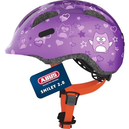 ABUS Kinderhelm Smiley 2.0 - Robuster Fahrradhelm für Mädchen und Jungs - Lila mit Eulenmuster, Größe M ABUS Kinderhelm Smiley 2.0 - Robuster Fahrradhelm für Mädchen und Jungs - Lila mit Eulenmuster, Größe M von ABUS