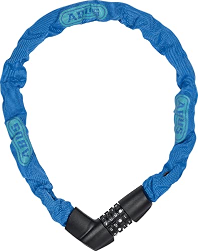 ABUS Kettenschloss Tresor 1385/75 Neon – Zahlenschloss aus gehärtetem Stahl – 6 mm starke Vierkantkette – ABUS-Sicherheitslevel 6 – 75 cm – Blau von ABUS