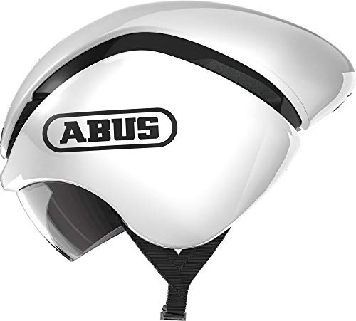 ABUS Zeitfahrhelm GameChanger TT - Aerodynamischer Fahrradhelm mit optimalen Ventilationseigenschaften für Damen und Herren - Weiß Glänzend, Größe L von ABUS