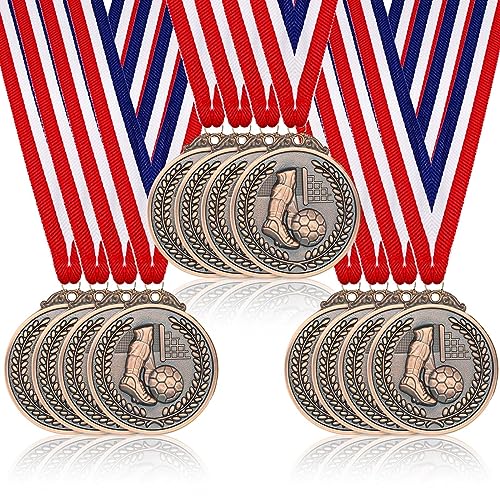 Acboor Medaillen Kindergeburtstag, 12 Stück Medaillen Fußball für Kindergeburtstags Kupfermetallmedaille Fussball Geburtstagsfeier für Jungen, Kinder, Erwachsene von Acboor