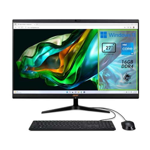 Acer Aspire C27-1800 Desktop-PC, Desktop-PC, Prozessor Intel Core i5-12450H, RAM 16 GB DDR4, 1 TB SSD, Display 27 Zoll IPS FHD LED LCD, Intel UHD, WLAN, Webcam, Windows 11 Home von Acer