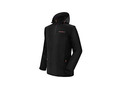 Acme Projects Herren Softshell Jacke mit Abnehmbarer Kapuze, wasserdicht, atmungsaktiv, 8000 mm / 5000 g, YKK-Reißverschluss (groß, schwarz) von Acme Projects