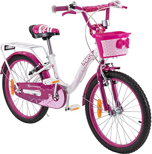 Actionbikes Kinderfahrrad Daisy 20 Zoll - Kinder Fahrrad für Mädchen - Ab 4-9 Jahren - V-Brake Bremse - Kettenschutz - Luftbereifung - Fahrräder - Laufrad - Kinderrad (Daisy 20 Zoll) von Actionbikes Motors