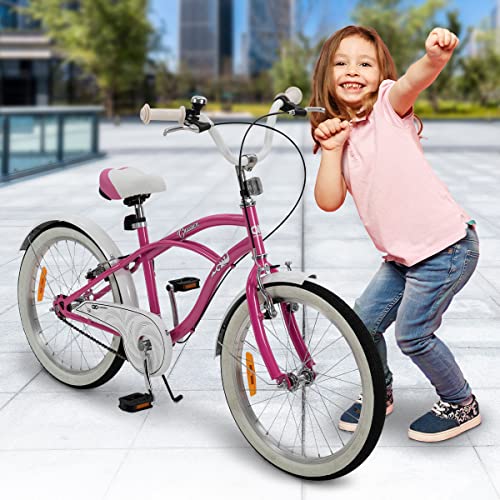 Actionbikes Kinderfahrrad Cruiser - 20 Zoll - Freilauf - Kettenschutz - Luftbereifung - Kinder Fahrrad - Kinderrad - Jungen und Mädchen - Von 5-9 Jahren (Cruiser 20 Zoll Rosa) von Actionbikes Motors