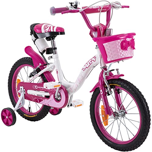 Actionbikes Kinderfahrrad Daisy 16 Zoll - Kinder Fahrrad für Mädchen - 4-7 Jahren - V-Brake Bremse - Kettenschutz - Luftbereifung - Fahrräder - Laufrad - Kinderrad (16 Zoll) von Actionbikes Motors