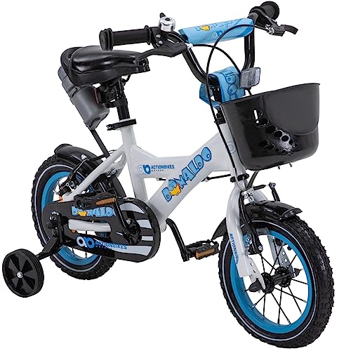 Actionbikes Kinderfahrrad Donaldo - 12 Zoll - V-Break Bremse - Stützräder - Luftbereifung - Ab 2-5 Jahren - Jungen & Mädchen - Kinder Fahrrad - Laufrad - BMX - Kinderrad (Donaldo 12 Zoll) von Actionbikes Motors