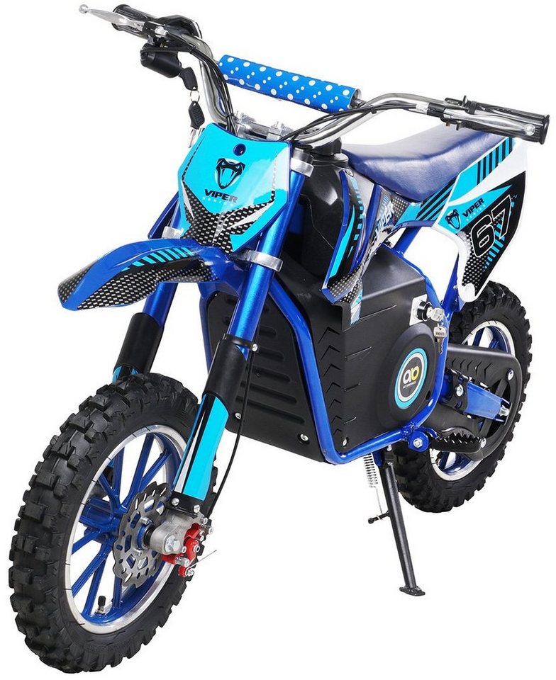 Actionbikes Motors Elektro-Kindermotorrad Kinder Crossbike Viper 1000 W Elektro - 3 Stufen - bis 25 km/h, Belastbarkeit 60 kg, (1-tlg), Mini Dirt-Bike elektro Minicross Pitbike Pocket Bike ab 5 J. - blau von Actionbikes Motors