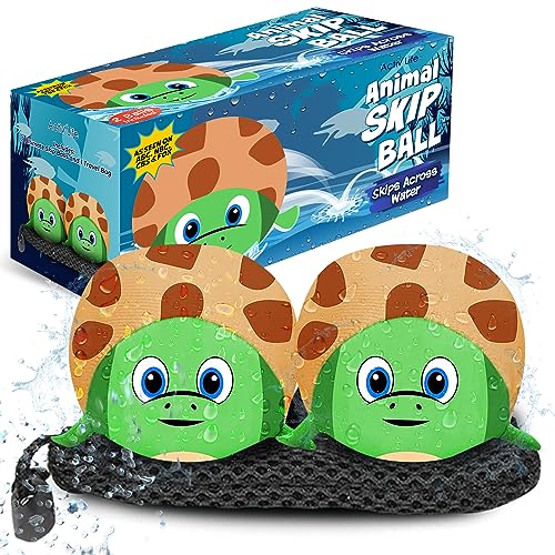 Tierhüpfbälle (2er-Pack) Schildkrötenspielzeug für Kinder Poolspiele für Kinder Wasserspielzeug für Kleinkinder 1-3 Alter 2-4 Bestes Schwimmbecken-Spielzeug Schwimmspielzeug für Kinder 8-12 von Activ Life