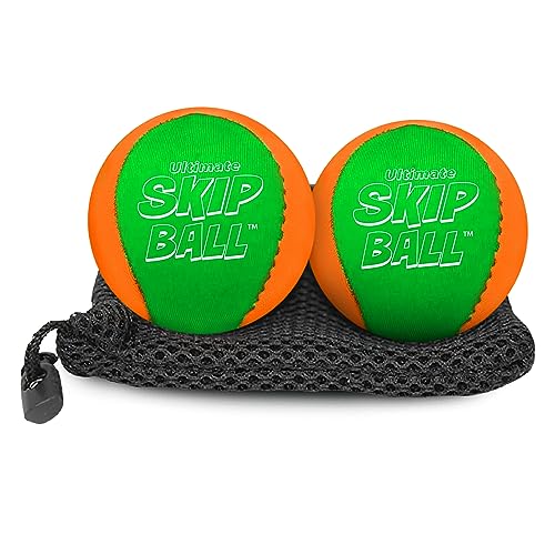 Activ Life Skip Wasserspringender Fußball-Freizeitball – 2-Zoll-Kinderball mit Sprungscheibe, 2er-Pack, Grün/Orange von Activ Life