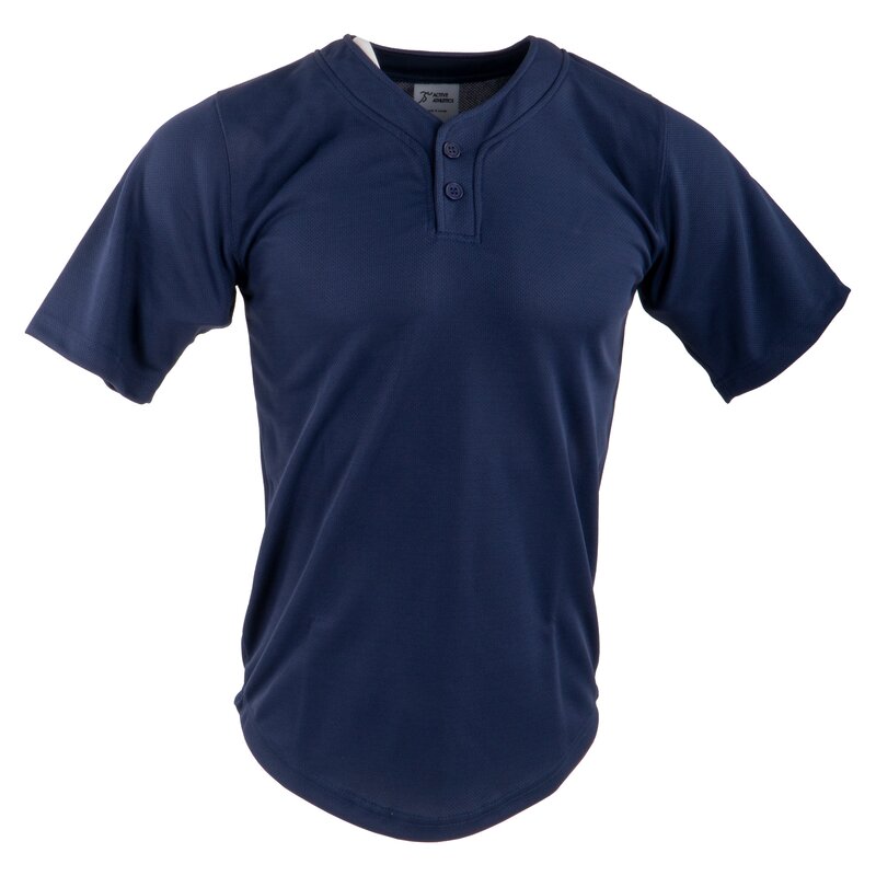 Active Athletics Youth Baseball Jersey, 2 Button Henley Jersey - navy Gr.YXL von Active Athletics