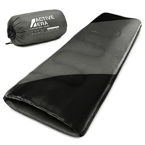 Active Era Deckenschlafsack - Sleeping Bag, -3°C bis 15°C Sommer, Frühling, Herbst - Leichter Schlafsack Outdoor und Indoor - Schwarz von Active Era