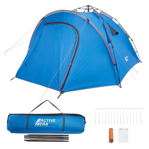 Active Era Premium Kuppelzelt für 4-5 Personen – Doppelwandiges Zelt mit Easy-Pitch Technologie – Wasserdichtes, ultraleichtes Camping Zelt – Blackout Pop Up Zelt für Festivals, Wandern oder Camping von Active Era