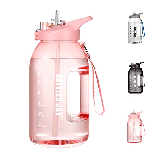 Acxilexy Trinkflasche, 2.5L Breiter Mund Motivierende BPA Frei Wasserflasche mit Zwei Trinkmethoden, Fruchteinsatz Auslaufsichere Sport Trinkflasche für Outdoor, Yoga, Gym von Acxilexy