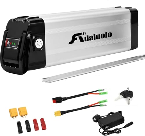 Adaluolo 36V Ebike Akku, 36V 15AH Elektrofahrrad Lithium-Ionen Batterie Silber Pedelec Herausnehmbare Fahrrad Batterie Ersatzakku 2 Pin mit Ladegerät für 200W 250W 350W Motor von Adaluolo
