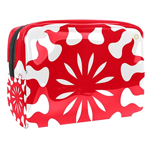Kosmetiktasche Rote Blüten Reise Kulturtasche-Damen Kosmetikkoffer-Herren Make-Up-Organzier, Portable Make Up Tasche Für Mädchen 18.5x7.5x13cm von Adamion