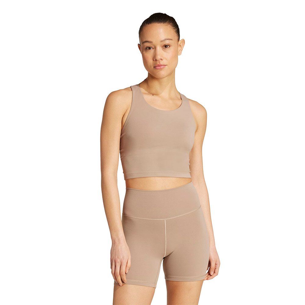 Adidas All Me Medium Support Sports Top Beige S Frau von Adidas