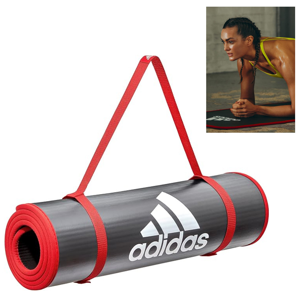 Adidas - Allround Trainingsmatte, 10 mm, Fitness Yoga Matte, rot schwarz von Adidas