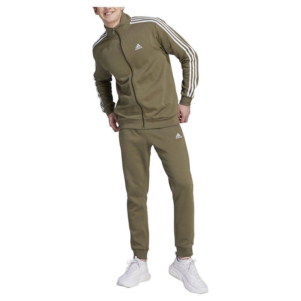Adidas Basic 3 Stripes Fleece Tracksuit Grün 2XL / Regular Mann von Adidas