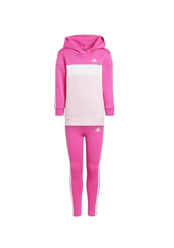 Adidas Female Kids Tiberio 3-Stripes Colorblock Fleece Set Jumpsuit, semi Lucid Fuchsia/White/Clear pink, 122 von adidas