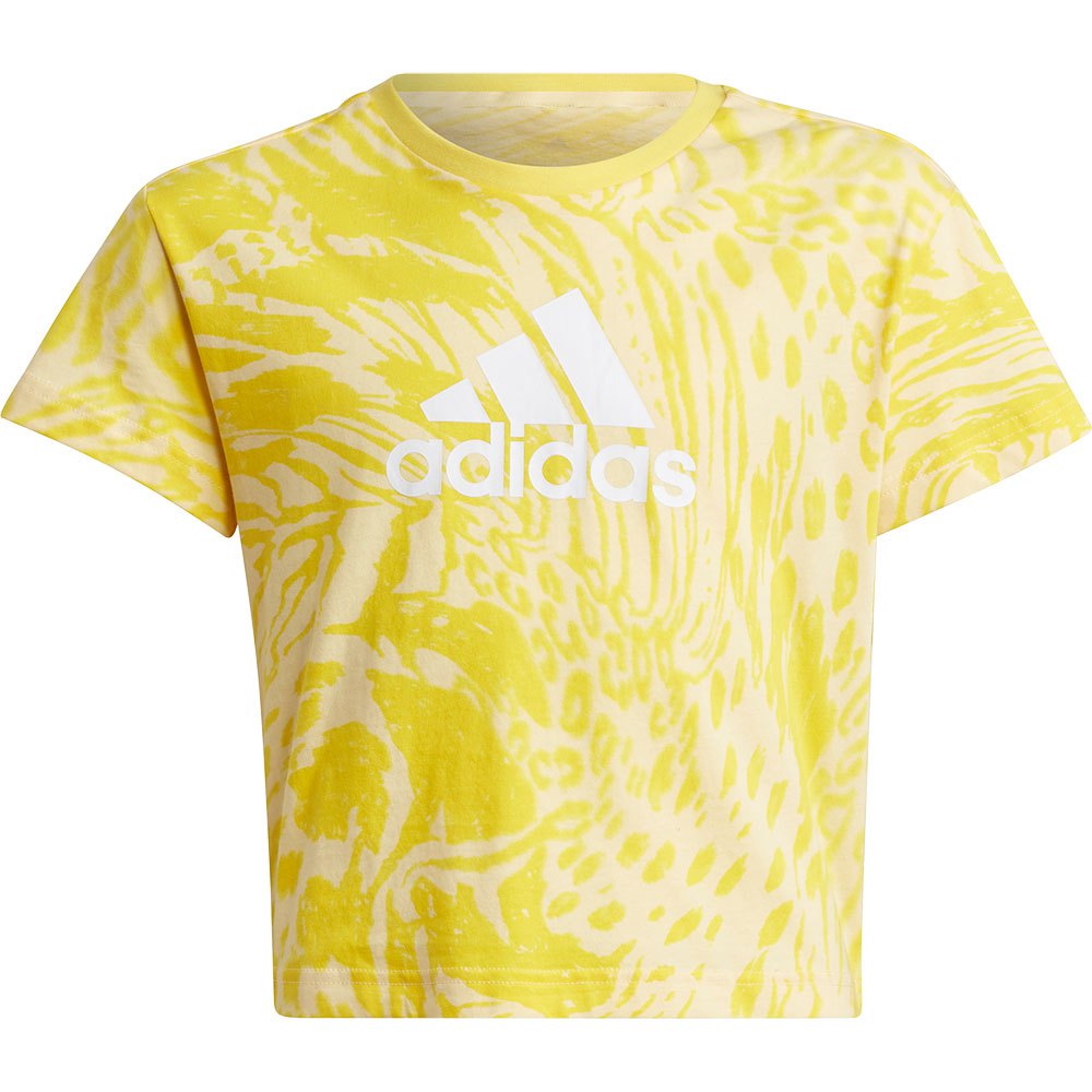 Adidas Future Icons Hybrid Animal Print Cotton Regular Short Sleeve T-shirt Gelb 9-10 Years Junge von Adidas