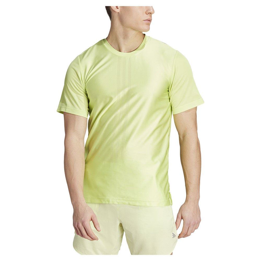 Adidas Hiit Workout 3 Stripes Short Sleeve T-shirt Gelb L Mann von Adidas