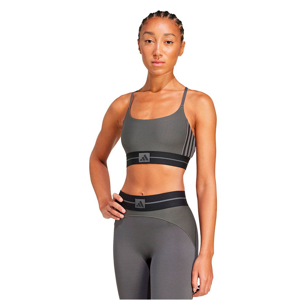 Adidas Hyperglam Rib Bralette Low Impact Sports Bra Grau XS Frau von Adidas