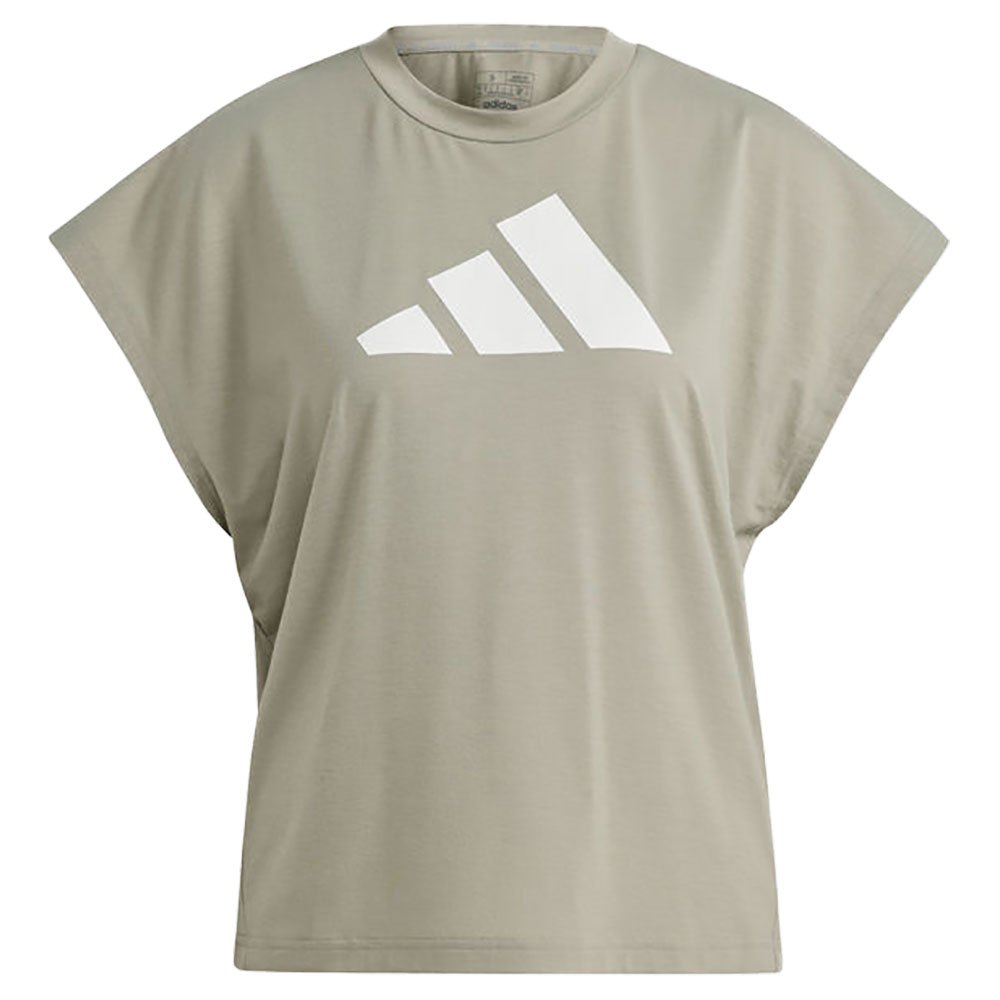 Adidas Icons Regular Fit Logo Short Sleeve T-shirt Beige M Frau von Adidas