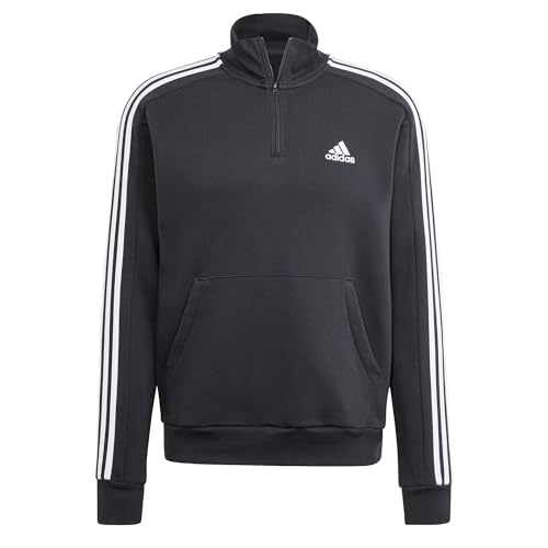 Adidas Male Adult Essentials Fleece 3-Stripes 1/4-Zip Sweatshirt, Black, L von adidas