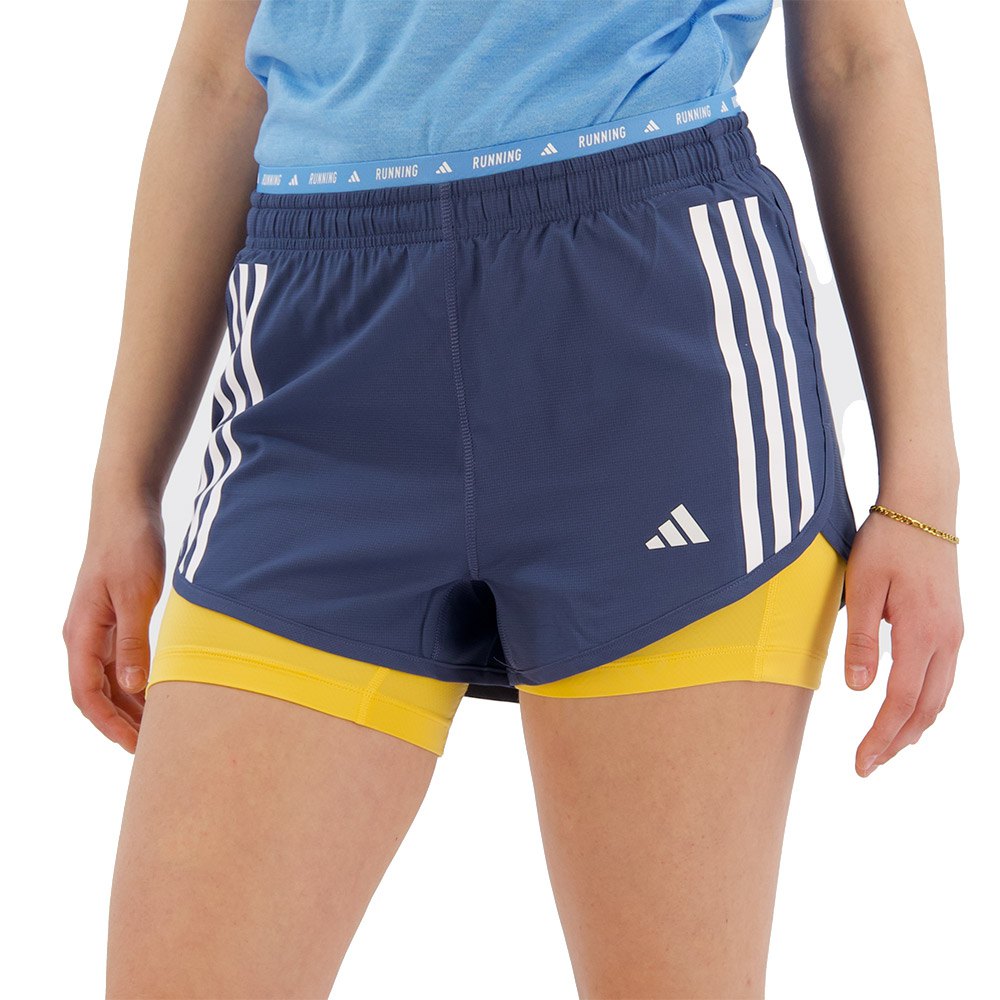 Adidas Own The Run Excite 3 Stripes 2in1 Shorts Blau XS Frau von Adidas