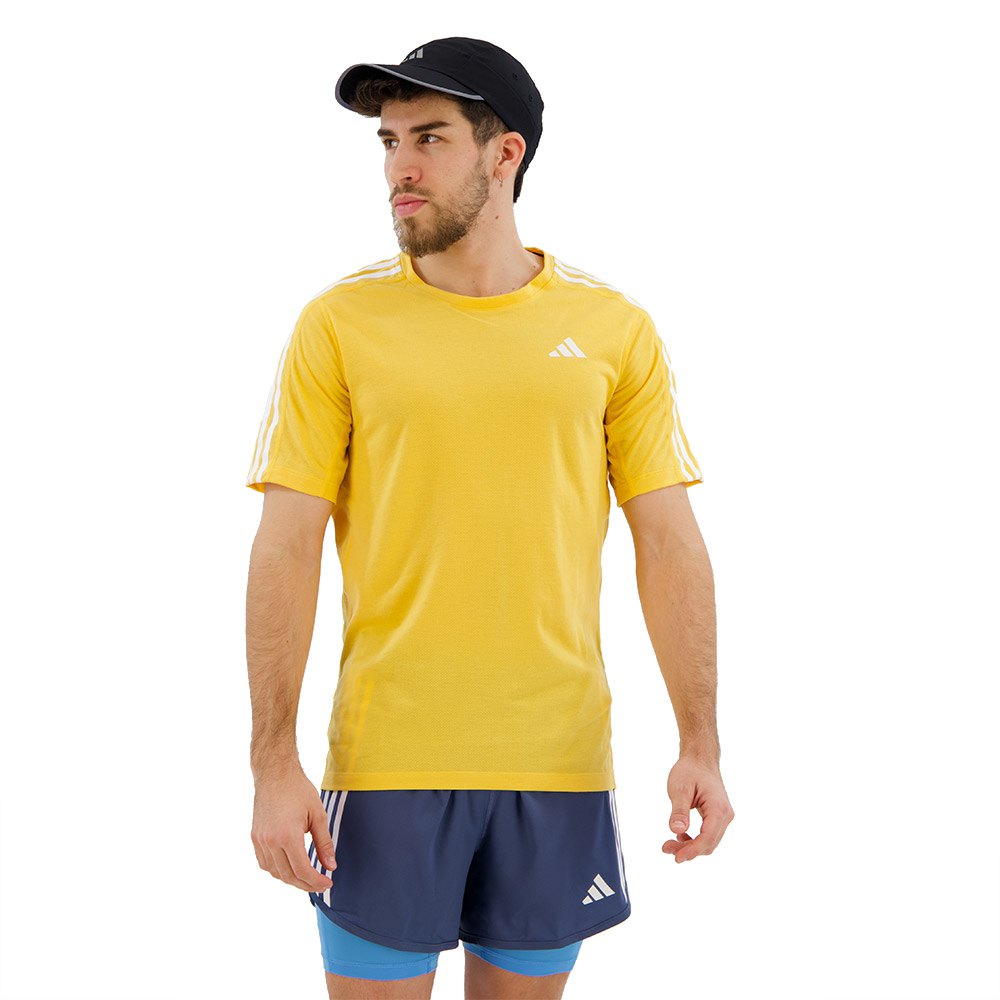 Adidas Own The Run Excite 3 Stripes Short Sleeve T-shirt Gelb S / Regular Mann von Adidas