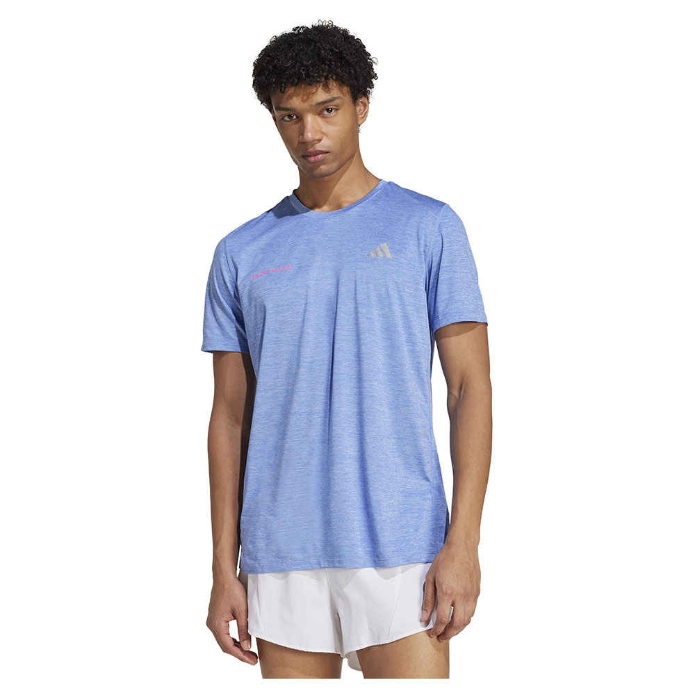 Adidas Own The Run Melange Short Sleeve T-shirt Blau S Mann von Adidas