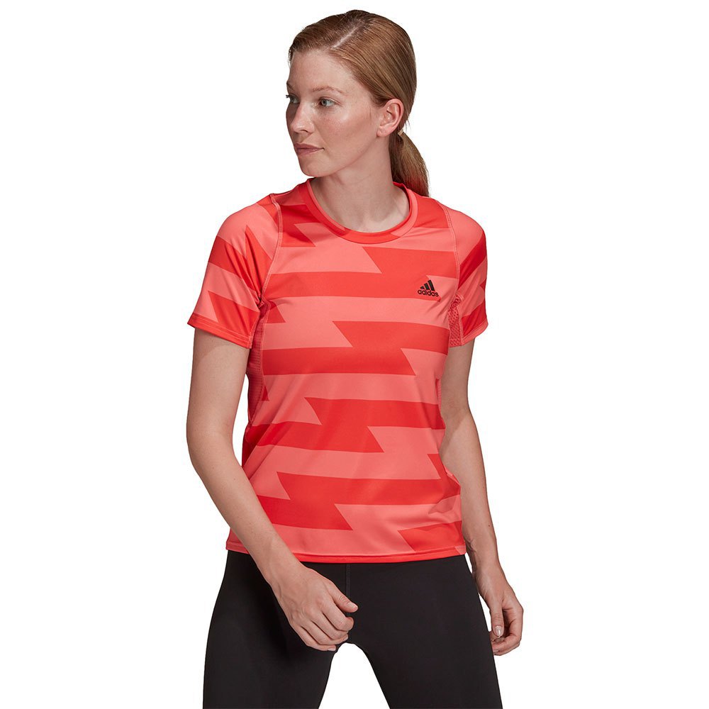 Adidas Run Fast Aop Short Sleeve T-shirt Rot M Frau von Adidas