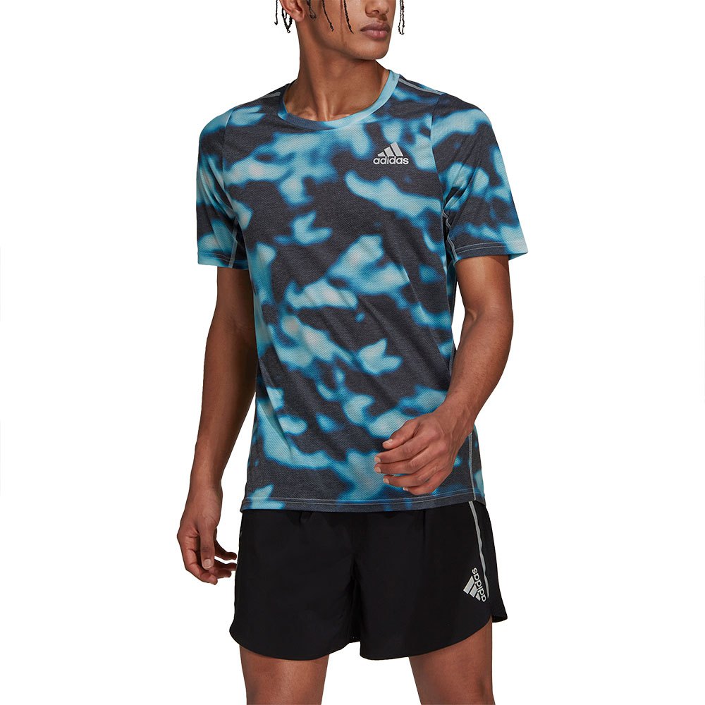 Adidas Run Icons Aop Short Sleeve T-shirt Blau M Mann von Adidas