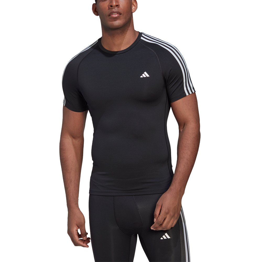Adidas Techfit 3 Stripes Short Sleeve T-shirt Schwarz S / Regular Mann von Adidas