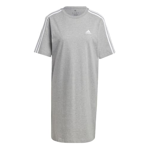 Adidas Women Essentials 3-Streifen Single-Jersey-Boyfriend-Kleid, XL, Medium Grey Heather/White, X-Large von adidas