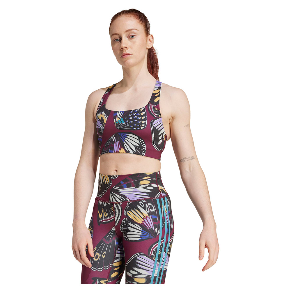 Adidas X Farm Medium Impact Sports Bra Rot S / EG Frau von Adidas
