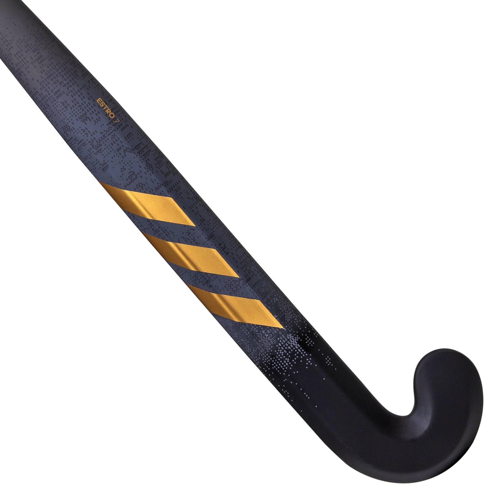 Damen/Herren Feldhockeyschläger Fortgeschrittene Mid Bow 20 % Carbon - ADIDAS Estro 7 schwarz/gold von Adidas