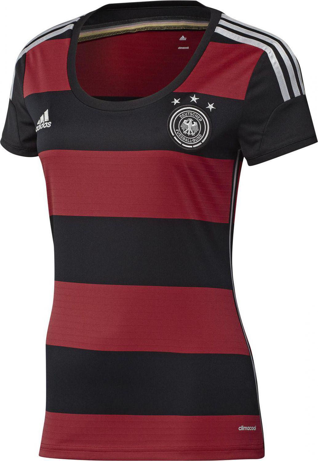 adidas DFB Away Womens Fit Auswärtstrikot (S (Größe: 34-36), black/victory red/matte silver) von Adidas