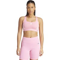 adidas Power Racer Medium 3-Stripes Sport-BH Damen in rosa, Größe: XS von Adidas