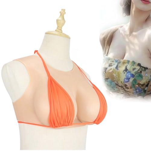 Adima Gefälschte Titten Silikon Brust Formen Runder Kragen Silikon Brustplatte Enhancer Für Künstliche Mastektomie,Wheat Color,H von Adima